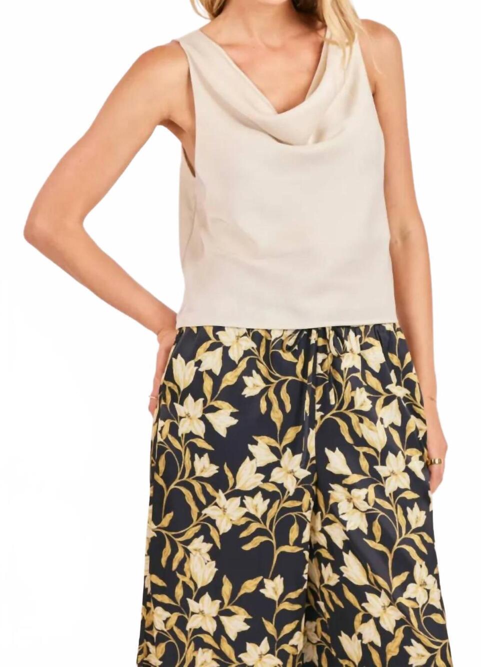 NEW SADIE & SAGE last night cowl neck sleeveless top in ivory
